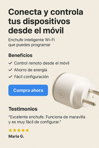 🔌 Enchufe Inteligente WiFi con Luz LED y Monitor de Energía – 16A