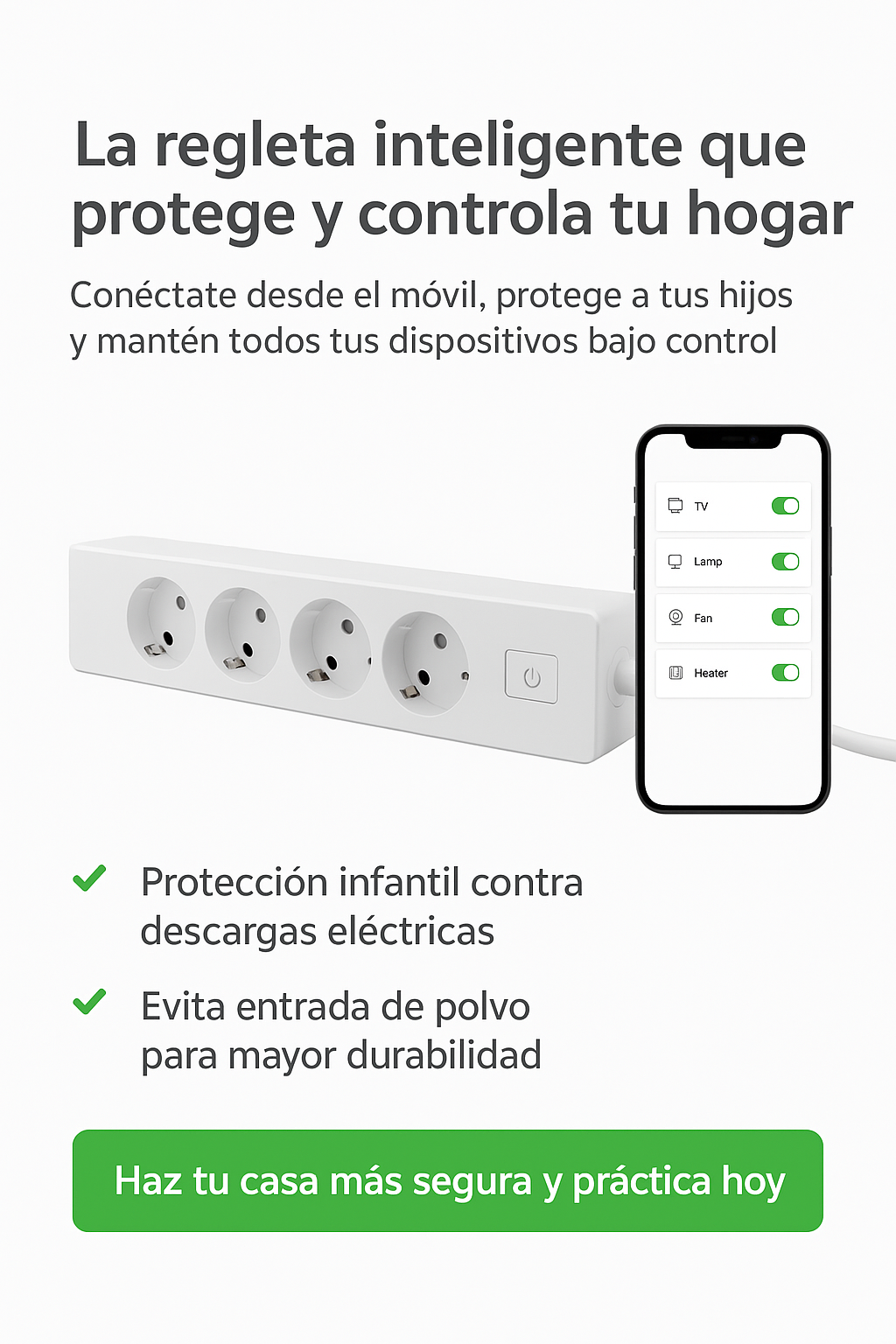 Regleta Inteligente WiFi con 4 Puertos USB