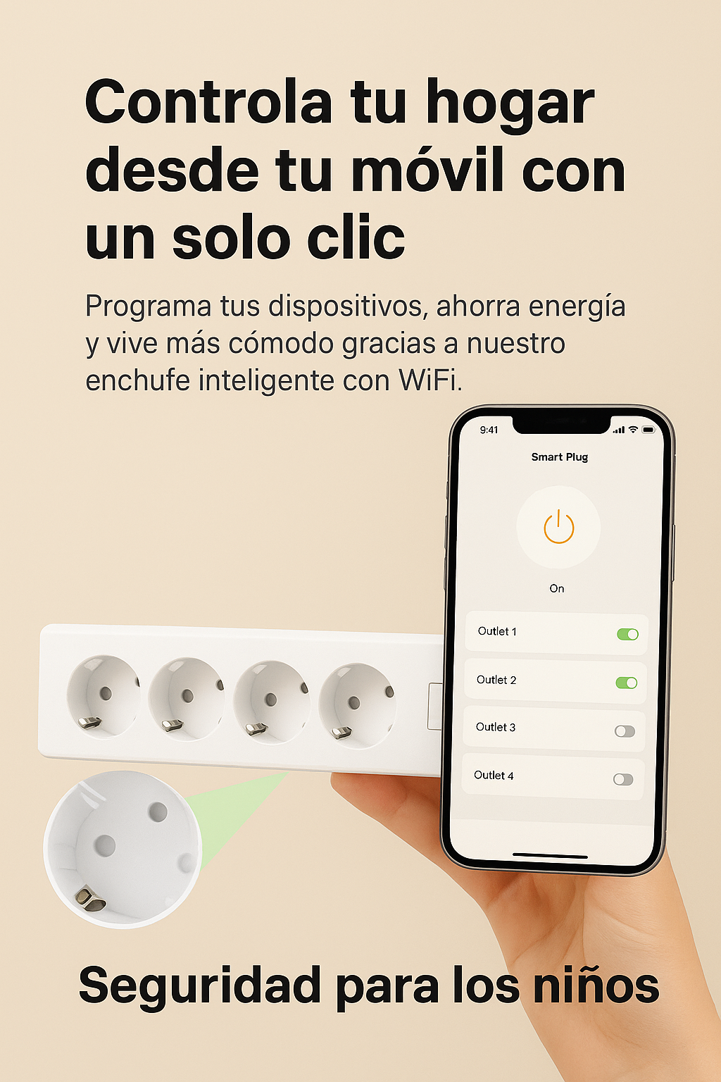 Regleta Inteligente WiFi con 4 Puertos USB